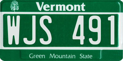 VT license plate WJS491