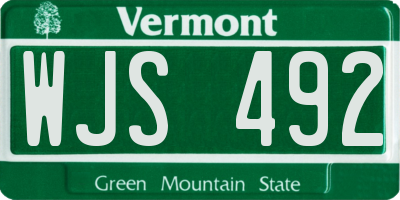 VT license plate WJS492
