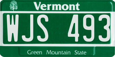 VT license plate WJS493