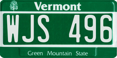 VT license plate WJS496