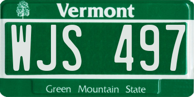 VT license plate WJS497