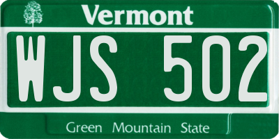 VT license plate WJS502