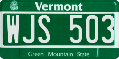 VT license plate WJS503