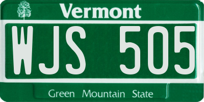VT license plate WJS505