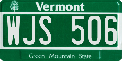 VT license plate WJS506
