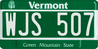 VT license plate WJS507