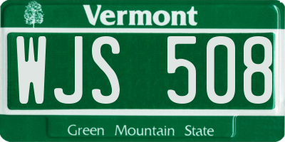 VT license plate WJS508
