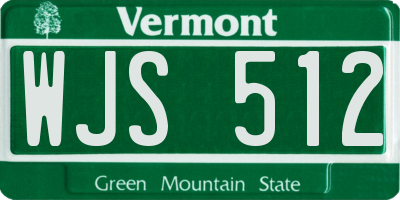 VT license plate WJS512