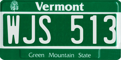 VT license plate WJS513