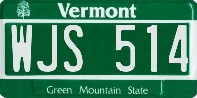 VT license plate WJS514