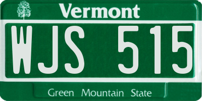 VT license plate WJS515