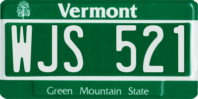 VT license plate WJS521