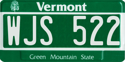 VT license plate WJS522