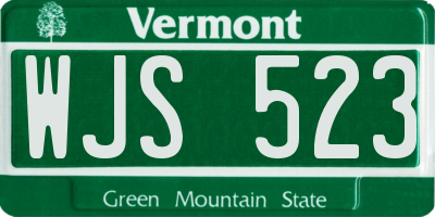VT license plate WJS523