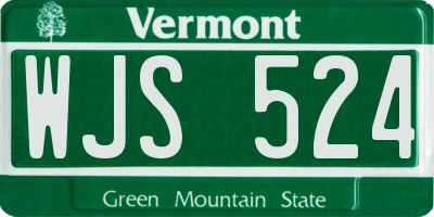 VT license plate WJS524