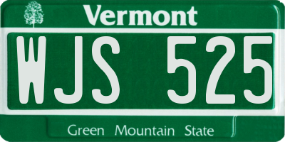 VT license plate WJS525
