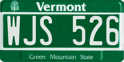 VT license plate WJS526