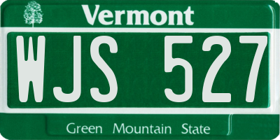VT license plate WJS527