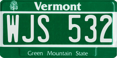 VT license plate WJS532