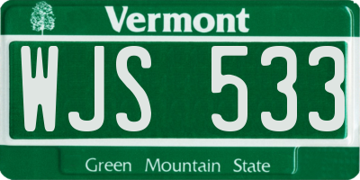 VT license plate WJS533