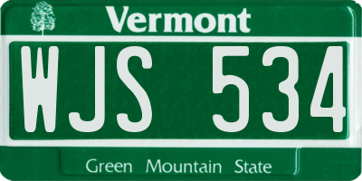 VT license plate WJS534