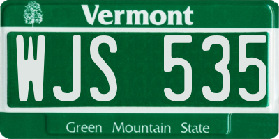 VT license plate WJS535