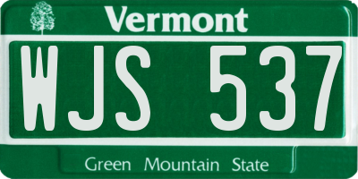VT license plate WJS537
