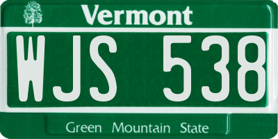 VT license plate WJS538