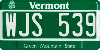VT license plate WJS539
