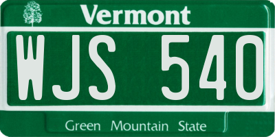 VT license plate WJS540