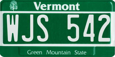 VT license plate WJS542