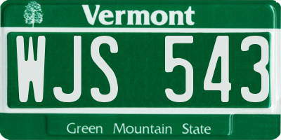 VT license plate WJS543