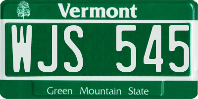 VT license plate WJS545