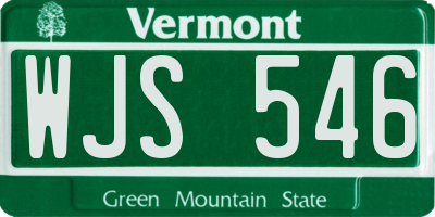 VT license plate WJS546