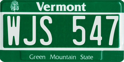 VT license plate WJS547