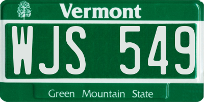 VT license plate WJS549