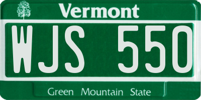 VT license plate WJS550