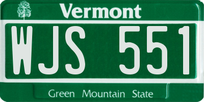 VT license plate WJS551
