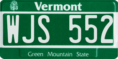 VT license plate WJS552