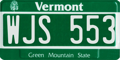 VT license plate WJS553