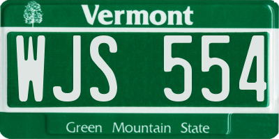 VT license plate WJS554