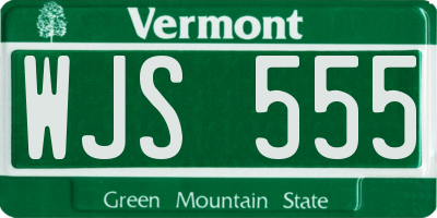 VT license plate WJS555