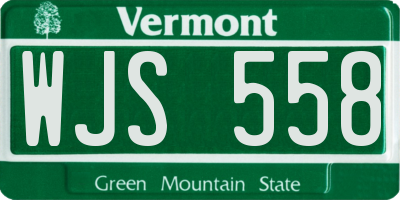 VT license plate WJS558