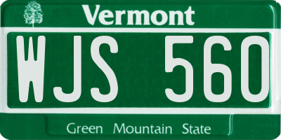 VT license plate WJS560