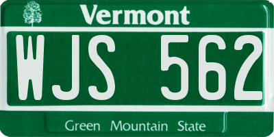 VT license plate WJS562