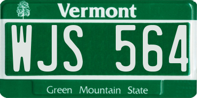 VT license plate WJS564
