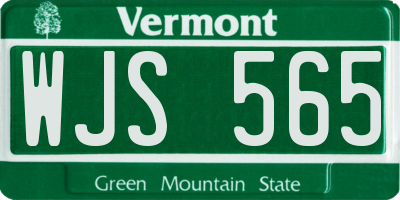 VT license plate WJS565