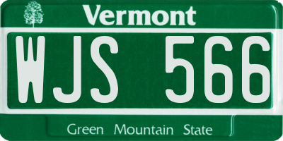VT license plate WJS566