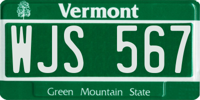 VT license plate WJS567