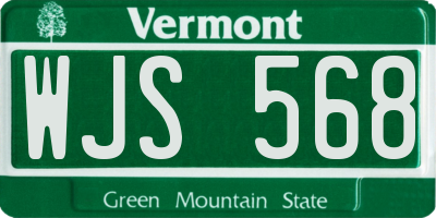 VT license plate WJS568